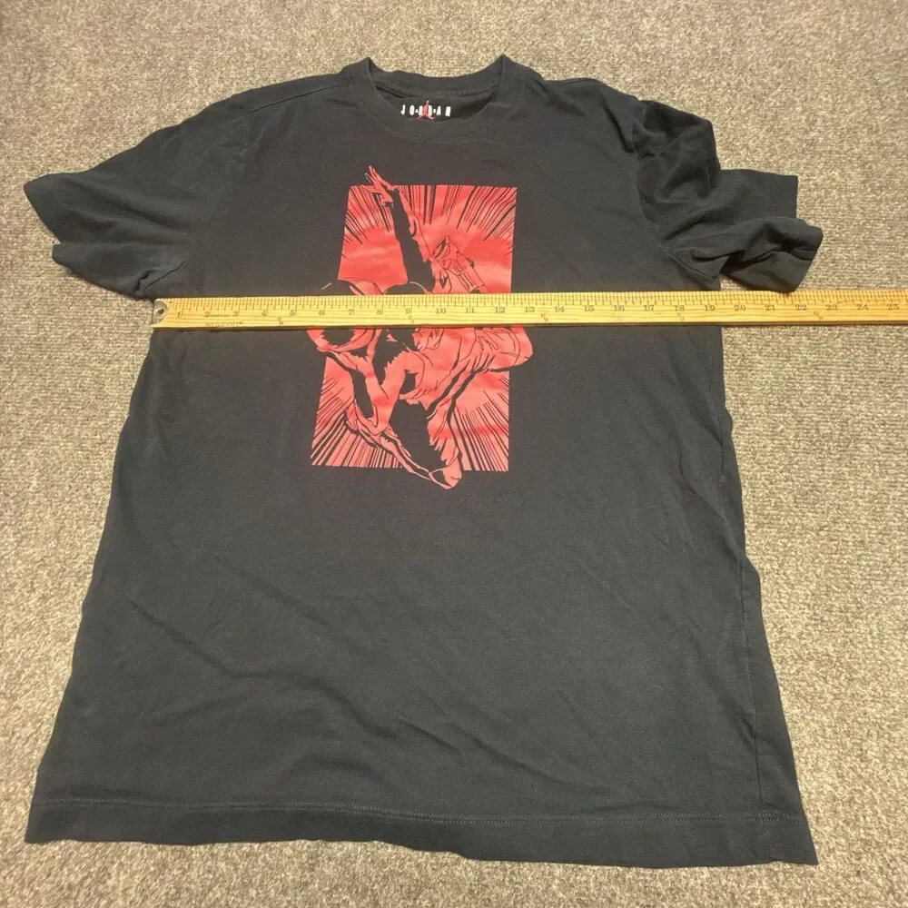 Jordan MJ Dunk Graphic Tee Black Red Short Sleeve Size M